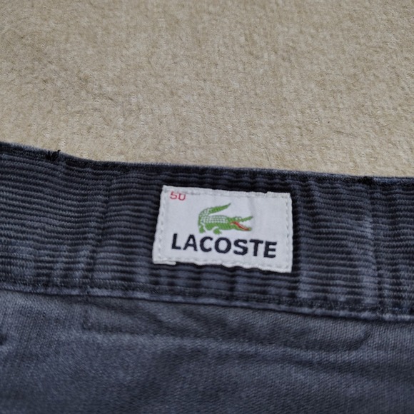 Lacoste Mens Corduroy Pants Size W37 L33 Dark Gray Casual Trousers Button Fly - Picture 6 of 10